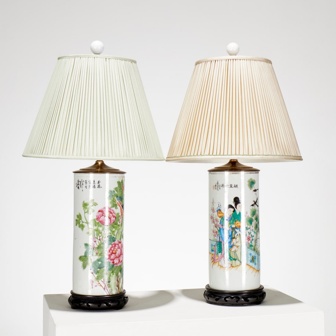 (2) Antique Chinese porcelain hat stand lamps (1 of 6)
