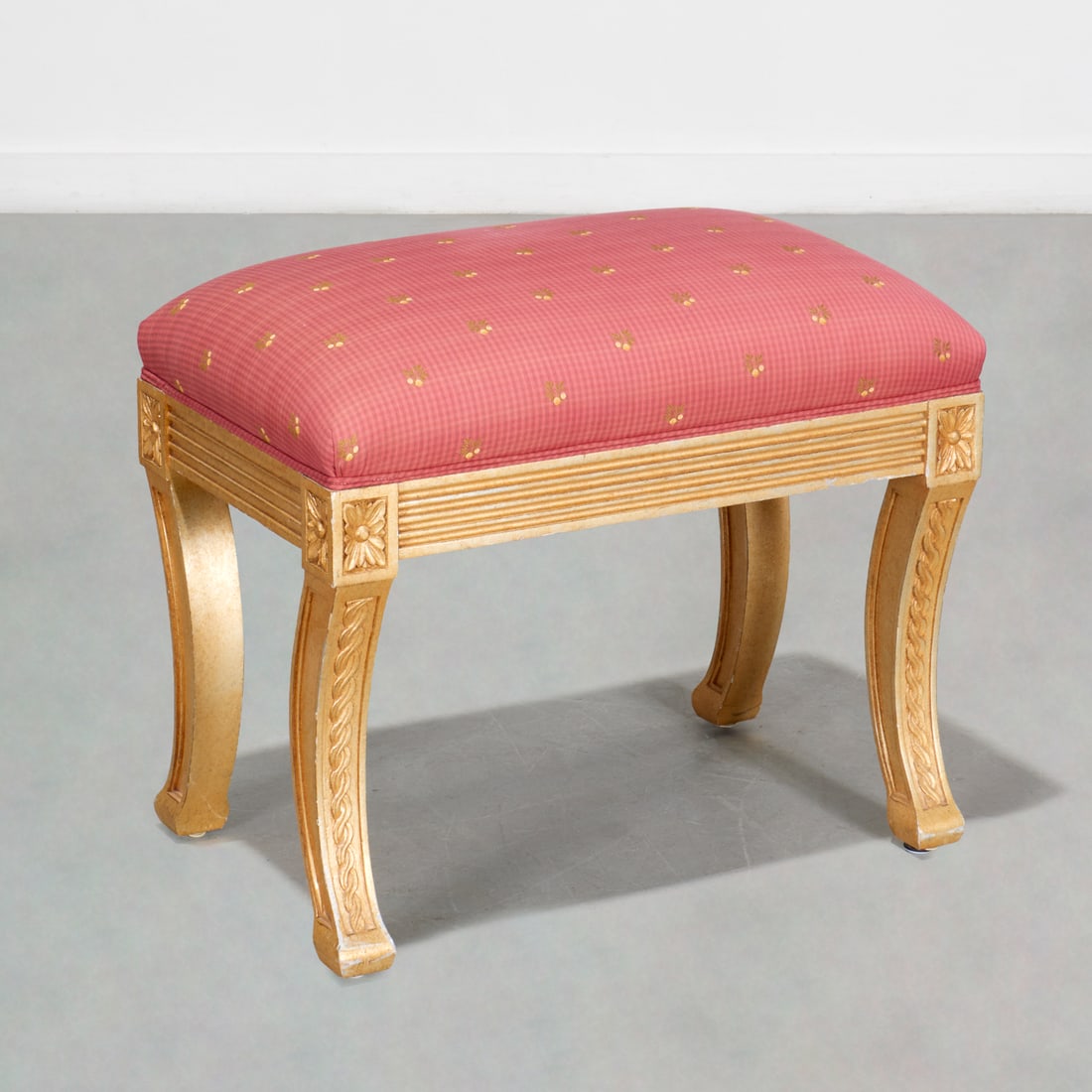 Neoclassical style upholstered giltwood stool (1 of 4)