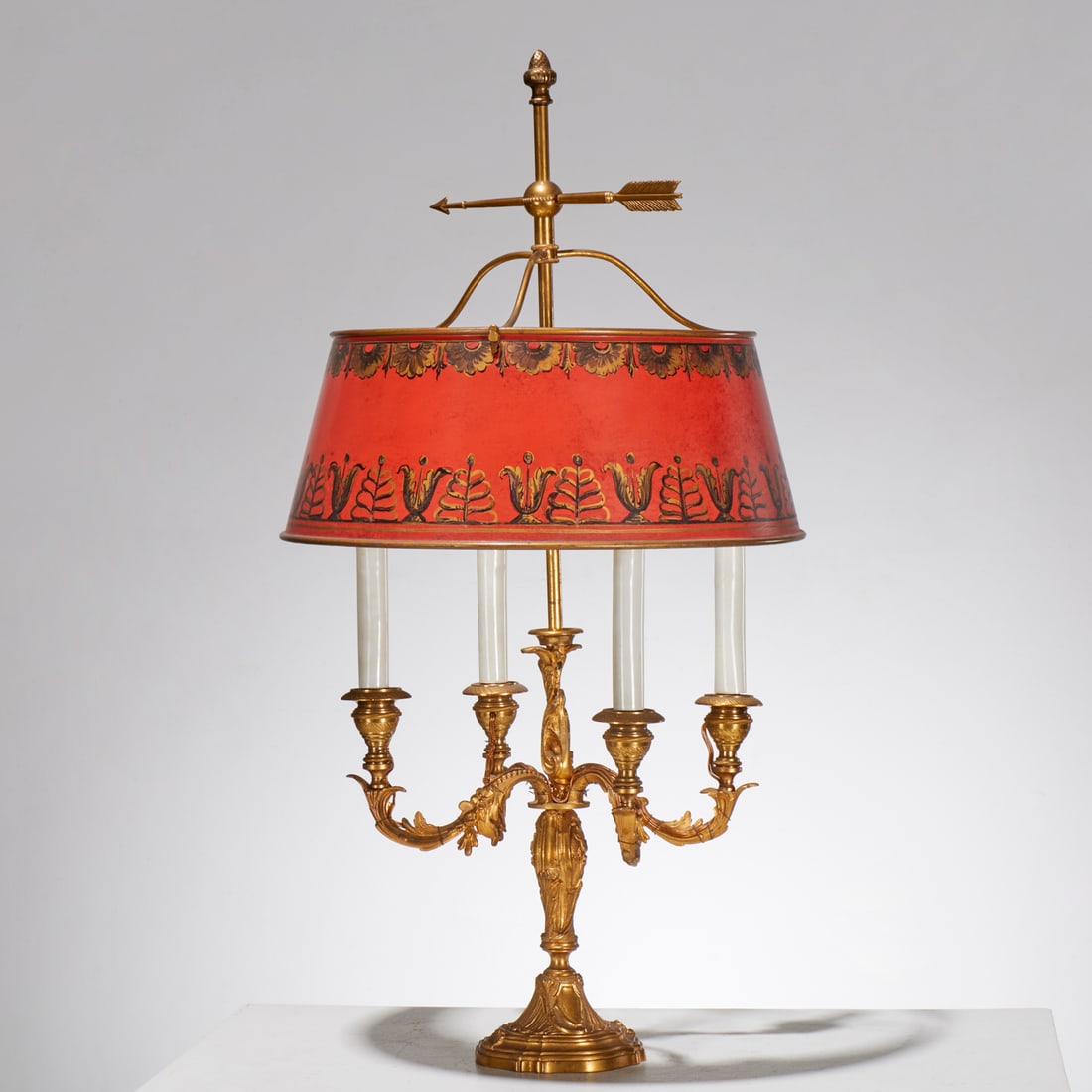 Nice gilt bronze bouillotte lamp with tole shade (1 of 6)