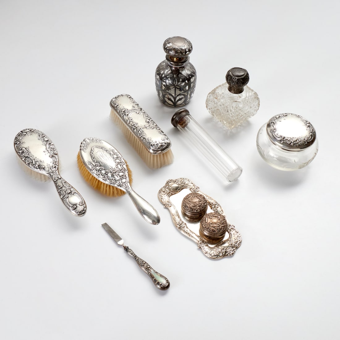 Silver and glass vanity group, incl. Tiffany & Co. (1 of 8)