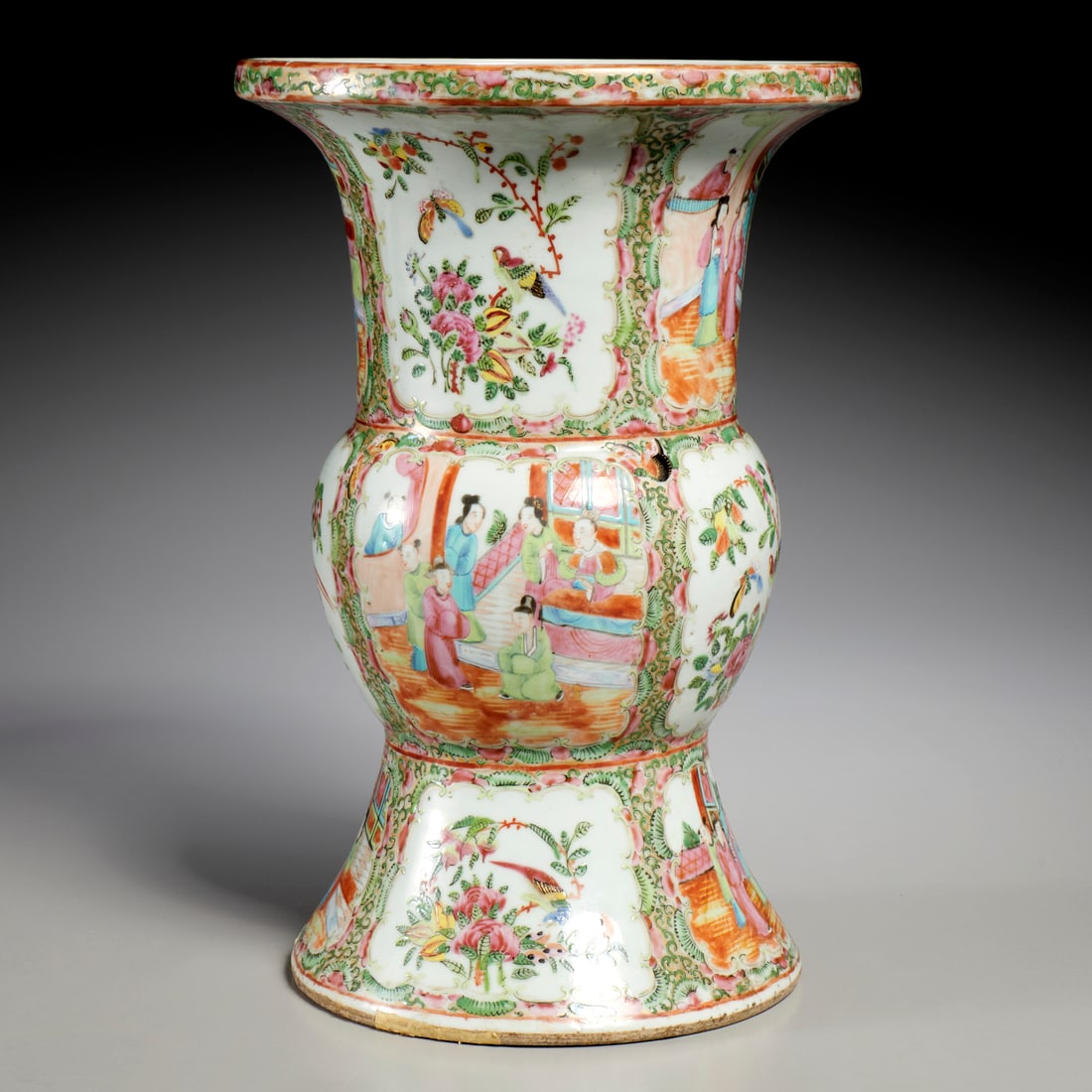 Chinese rose medallion porcelain Gu vase (1 of 7)