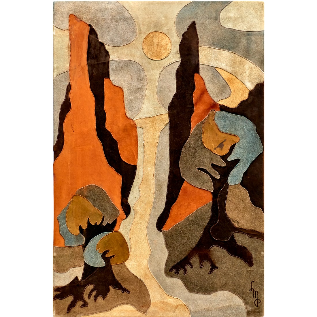 Modernist School, suede collage, signed LMP (1 of 8)