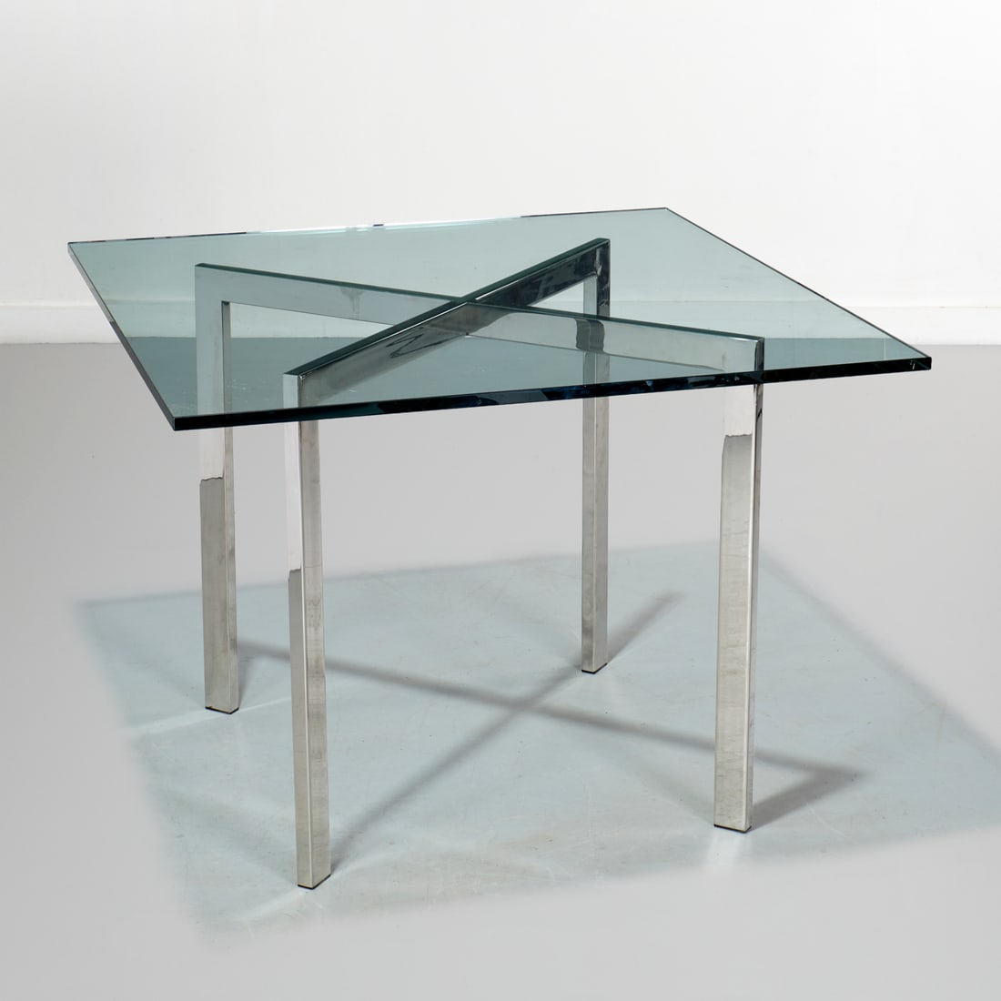 Kjaerholm (style), chrome and glass dining table (1 of 3)