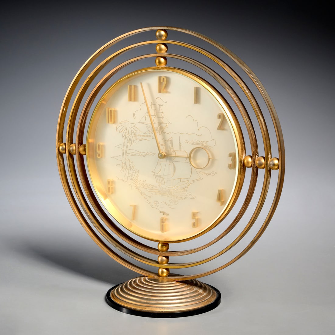 Imhof Mid-Century Modern brass table clock (1 of 7)