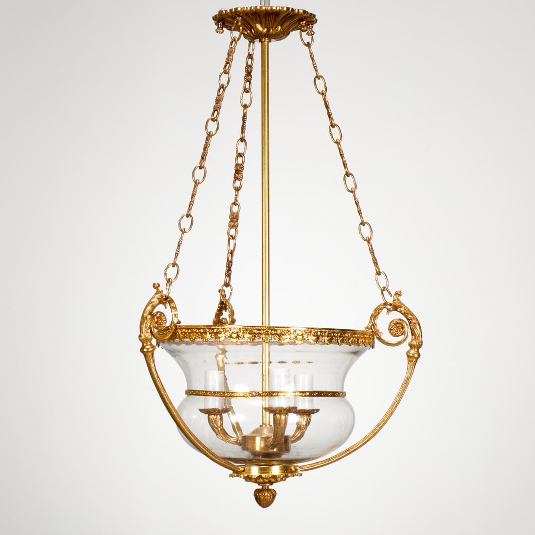Continental Neoclassic brass, glass hall lantern (1 of 4)