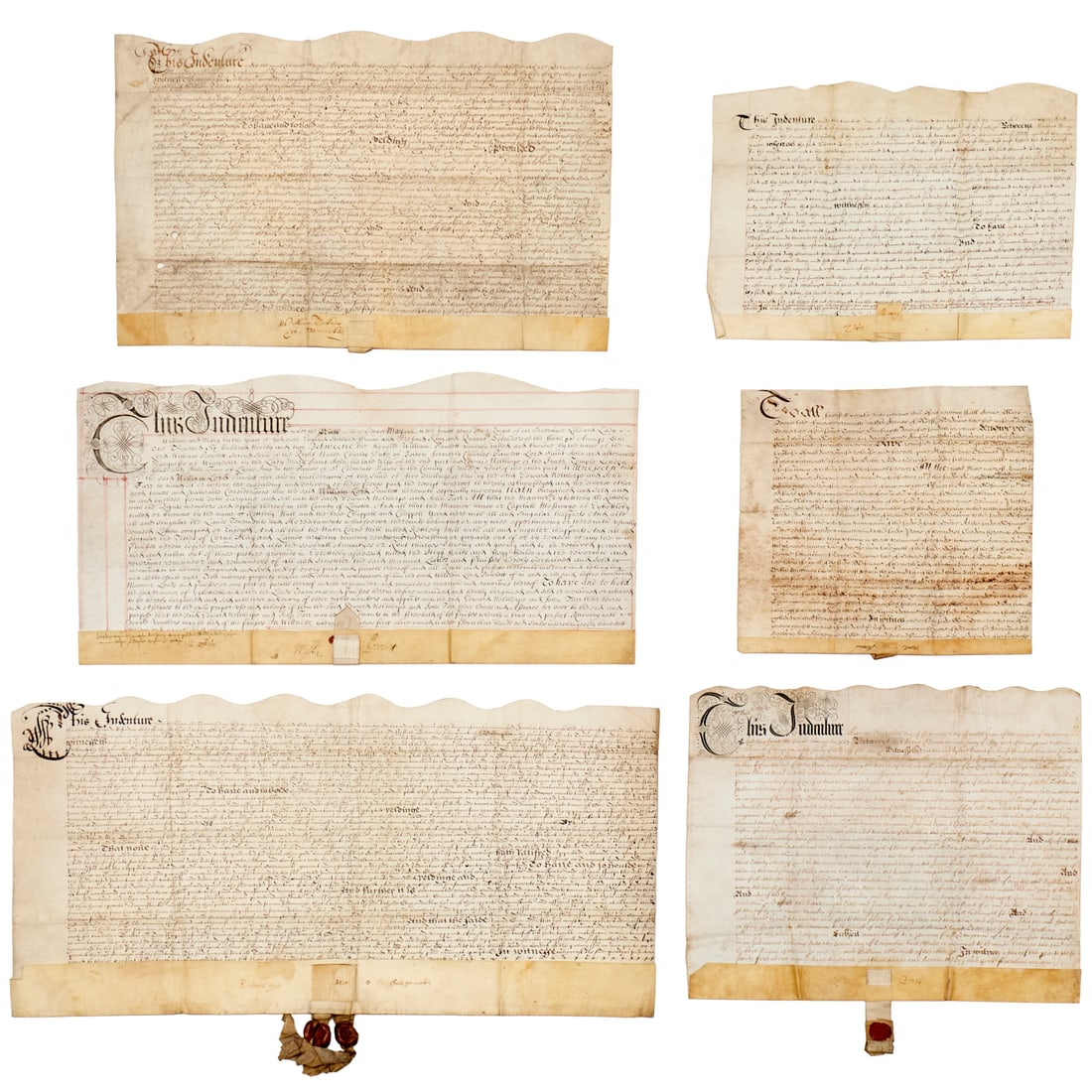 (6) 17th c. indentures & document, ex museum (1 of 10)