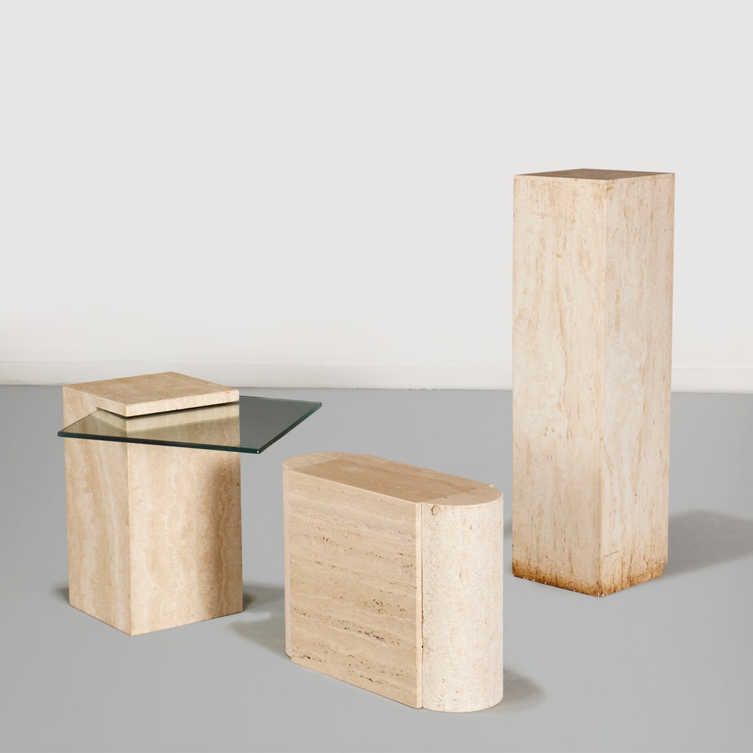 Italian Modern travertine marble furniture group (1 of 4)