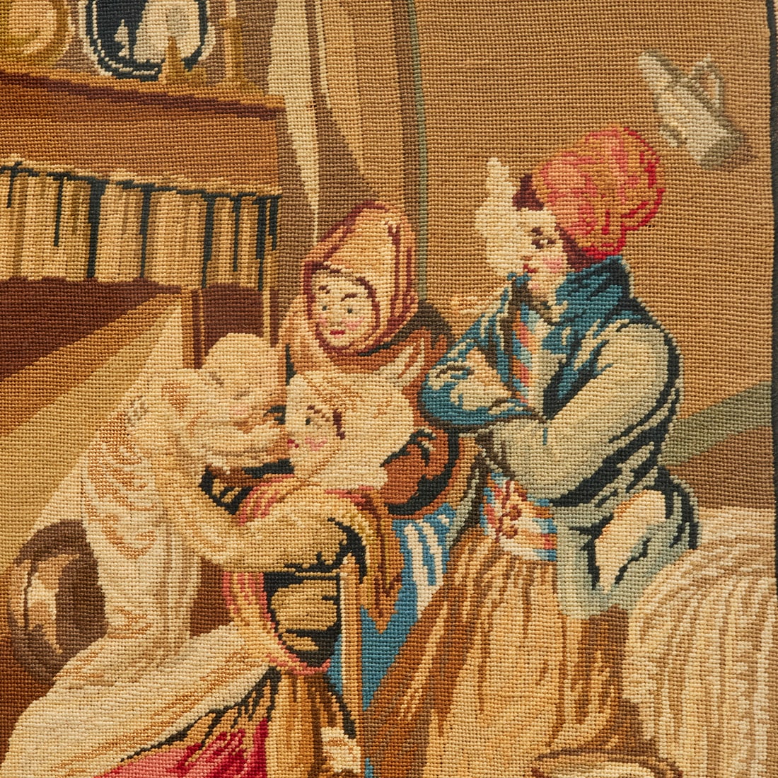 Antique Continental needlepoint panel - 2