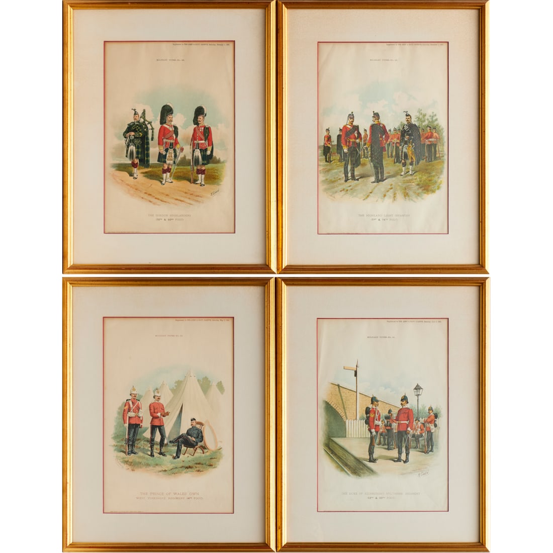 Richard Simkin, (4) British military lithographs (1 of 6)