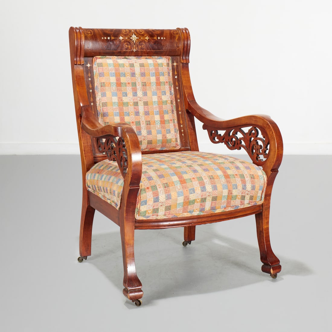 Edwardian marquetry inlaid armchair (1 of 7)