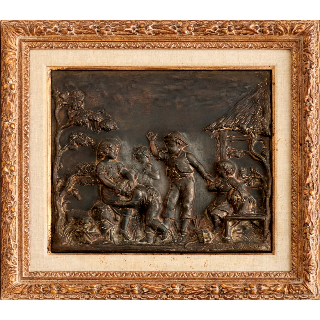 Continental School, patinated bronze plaque (1 of 5)