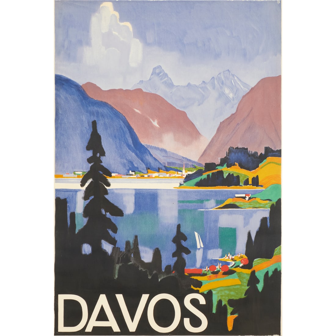 "Davos" lithographic travel poster, 1932 (1 of 5)