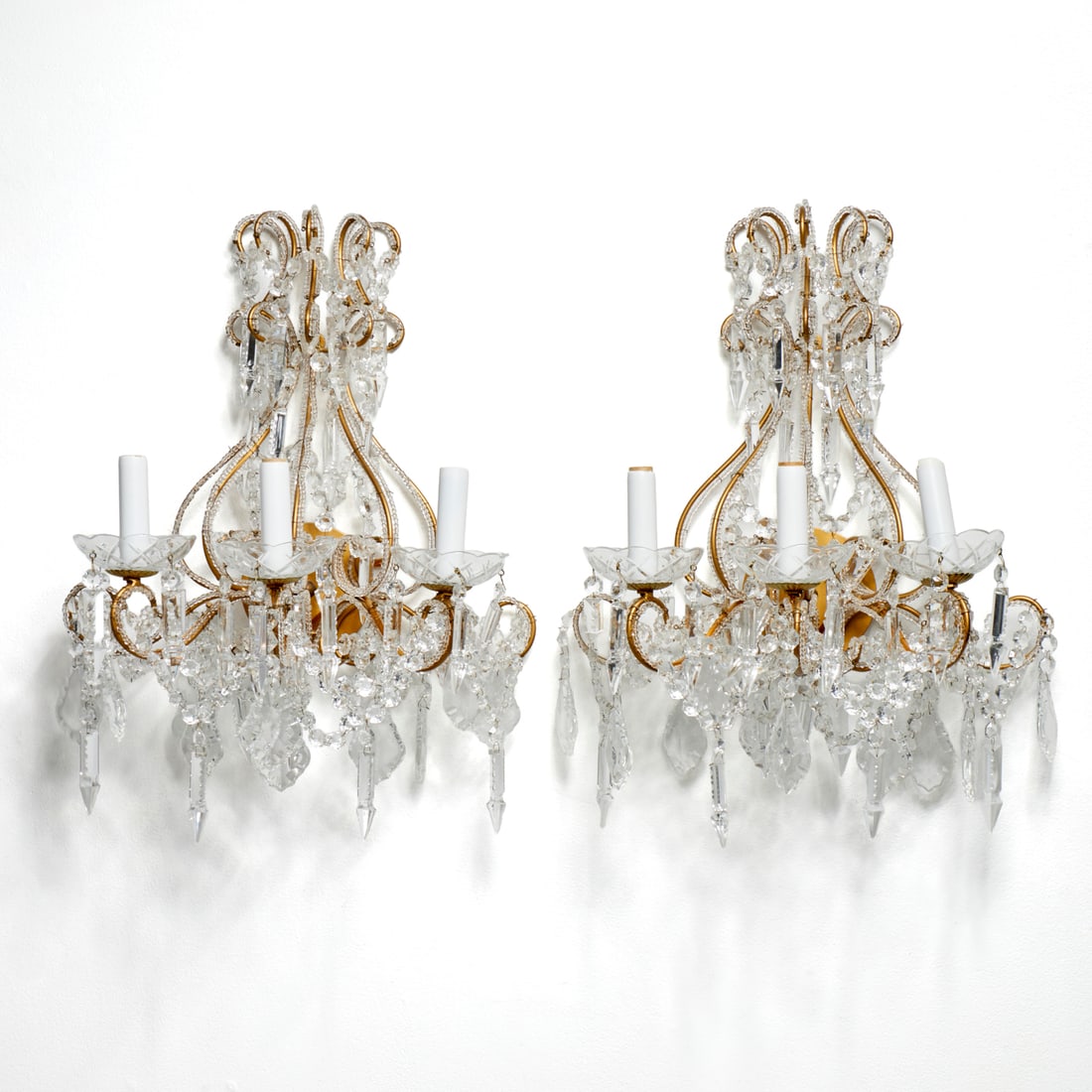 Pair Maria Theresa style crystal sconces (1 of 7)
