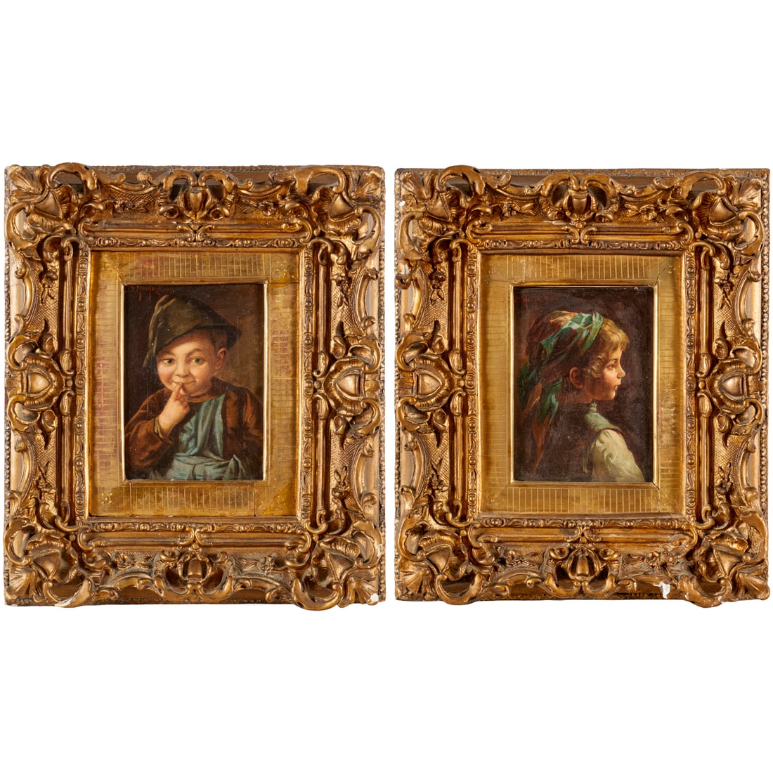 Continental School, (2) oil portraits, 1907 (1 of 8)