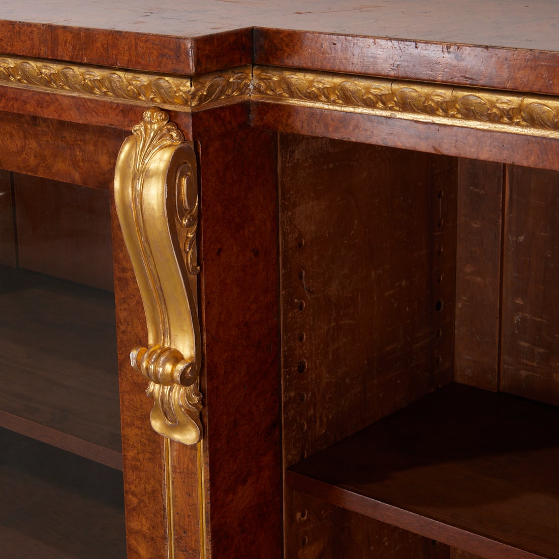 Palatial Regency gilt burr walnut bookcase - 2