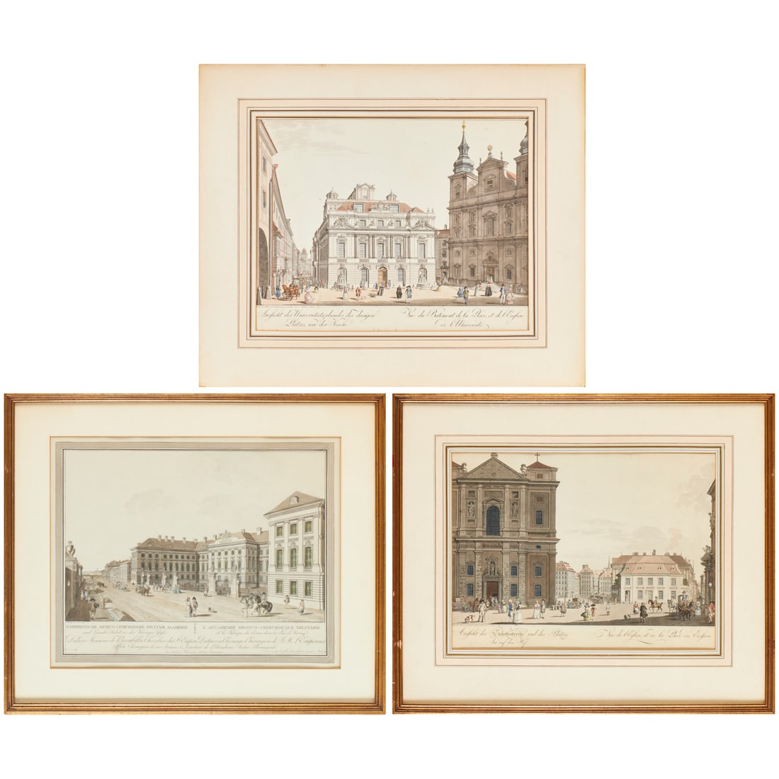 Carl Schutz, (3) hand-colored engravings (1 of 8)