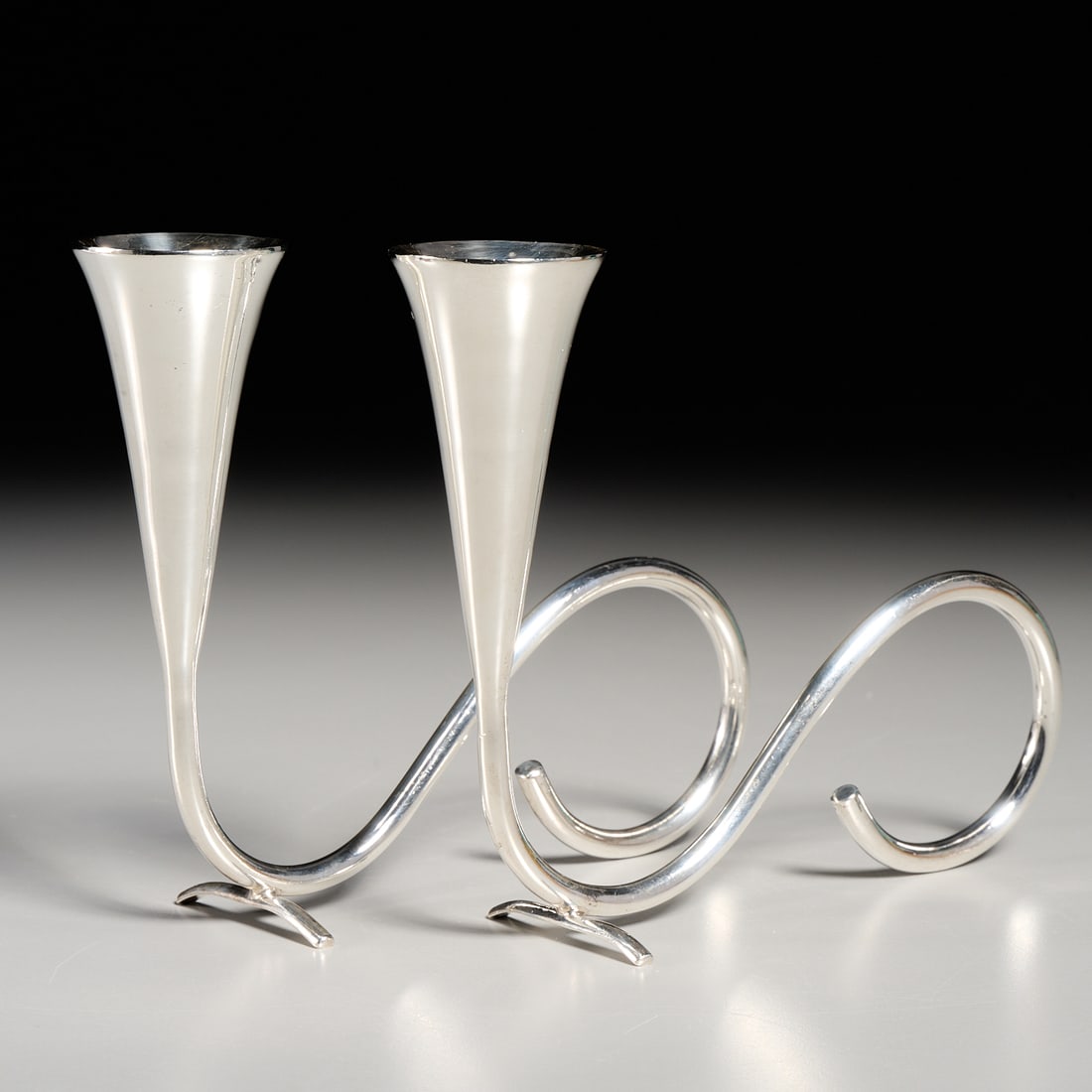 Pair Mexican Modernist sterling candlesticks (1 of 5)