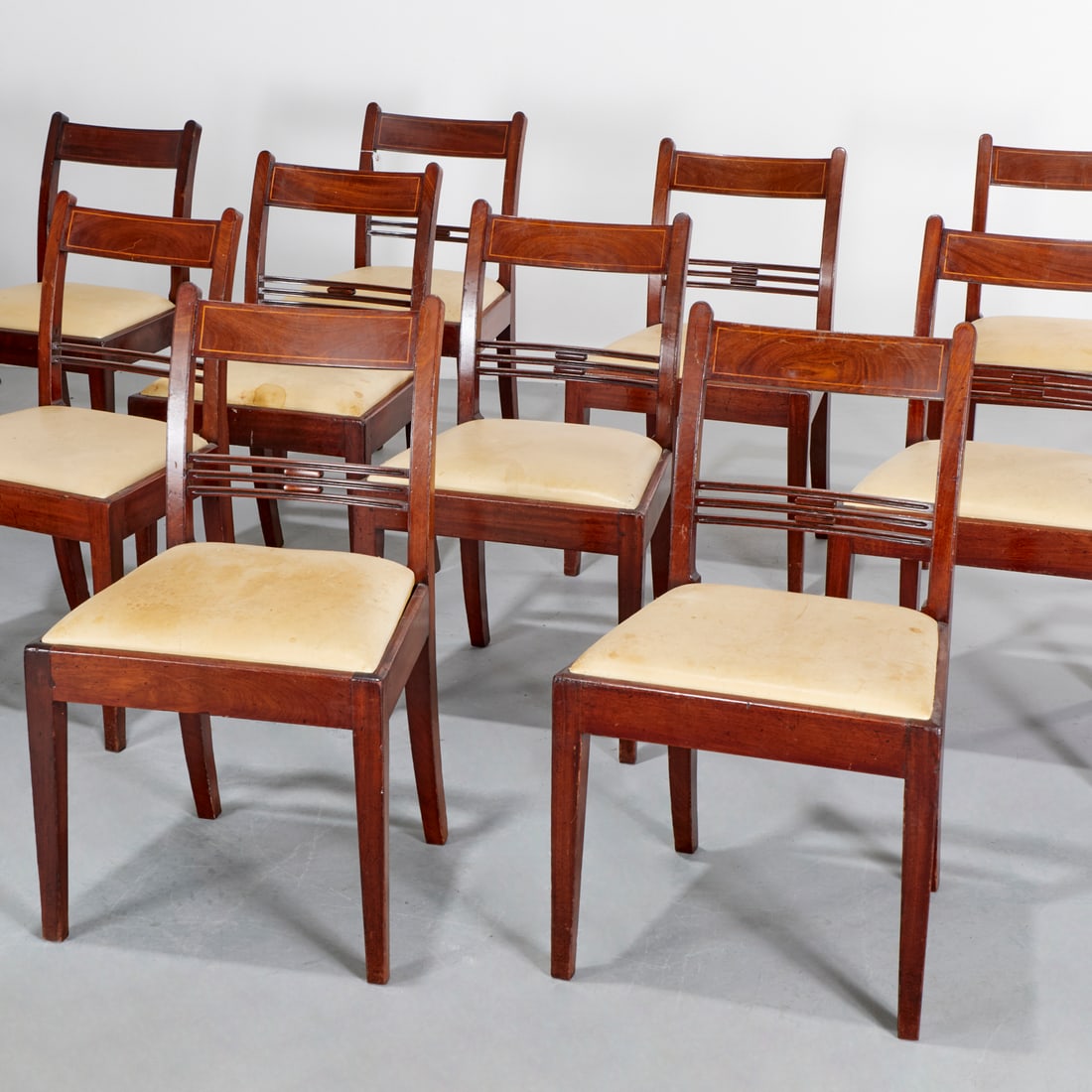 Set (8) Art Deco inlaid mahogany dining chairs (1 of 7)