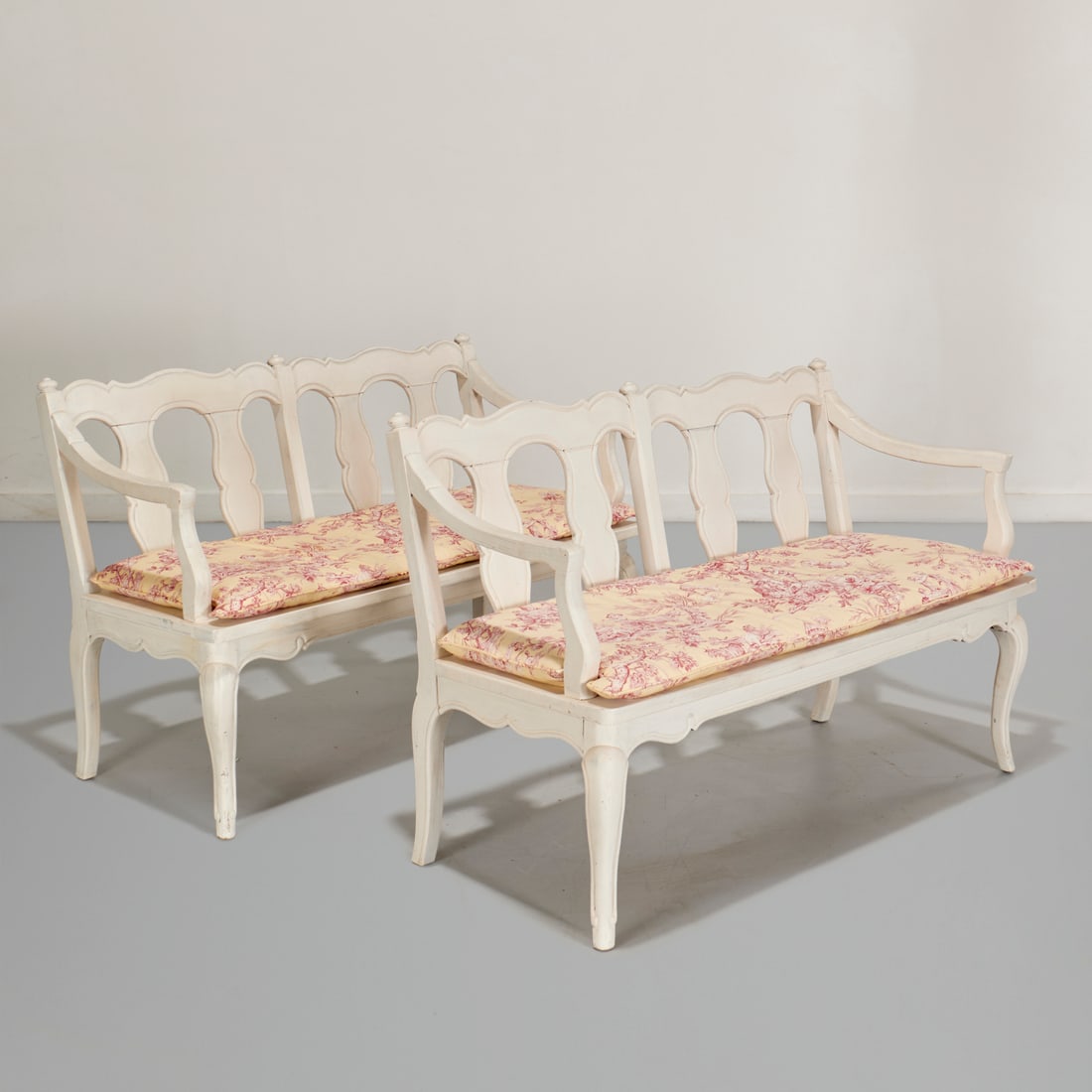 Pair Country French style painted settees (1 of 6)