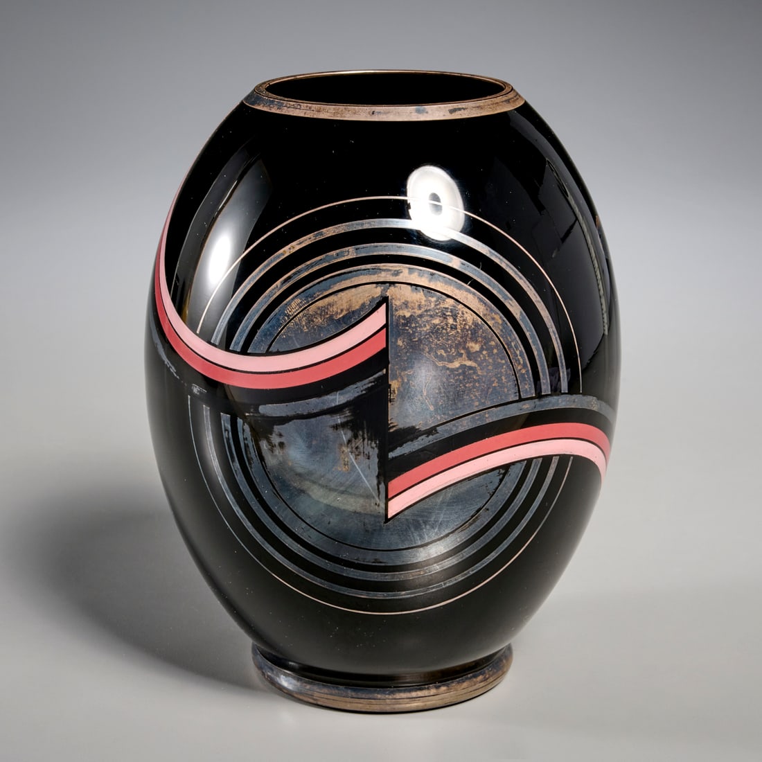 HEM Art Deco silver and enamel overlay glass vase (1 of 5)