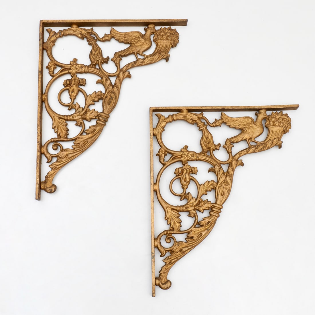 Pair antique gilt cast iron wall brackets (1 of 4)