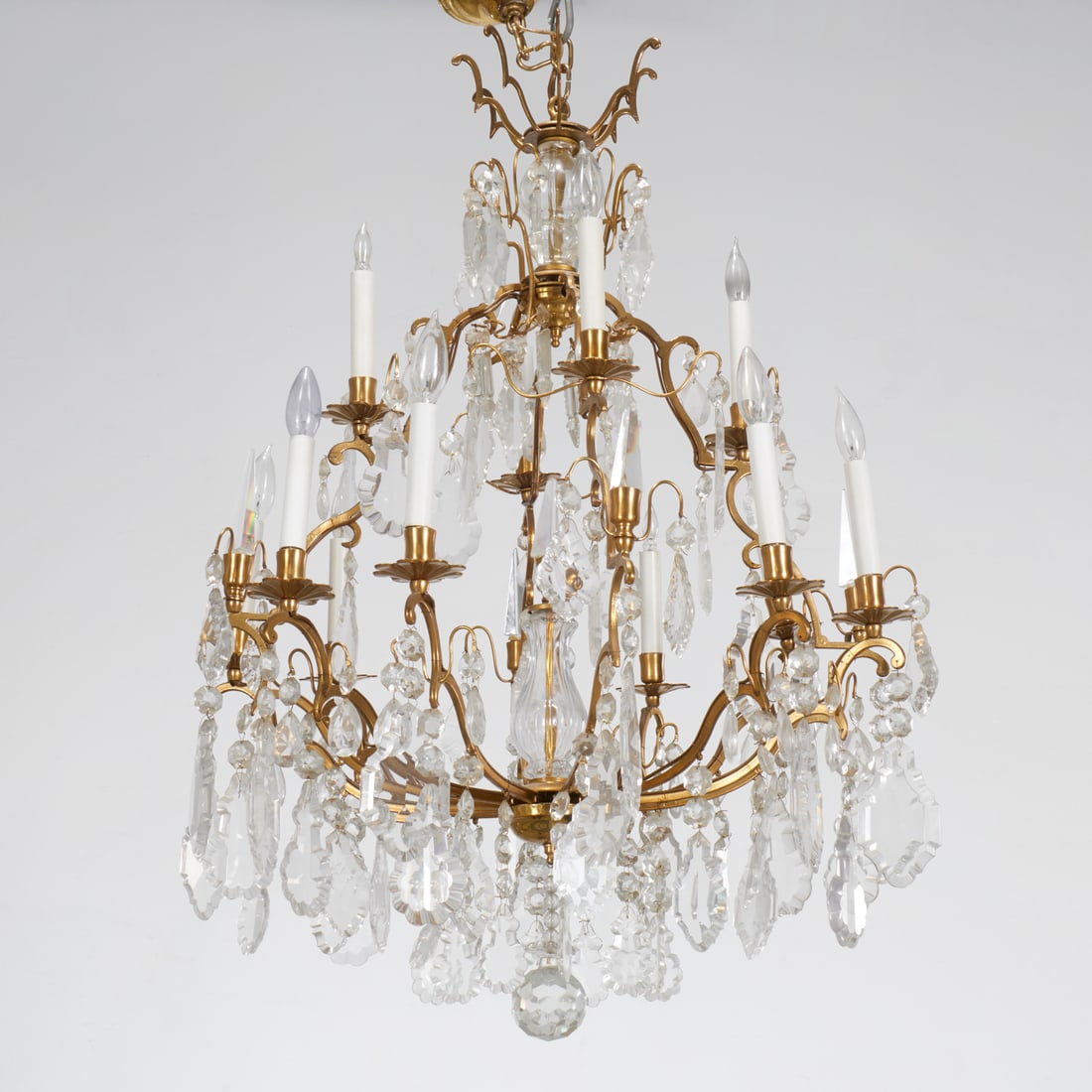Large French style bronze and crystal chandelier (1 of 7)