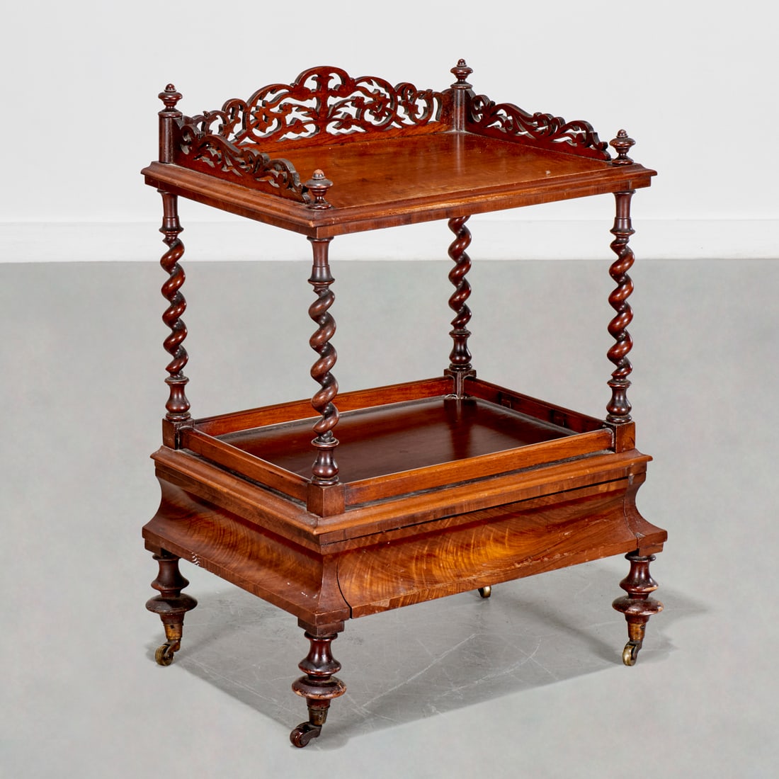 Victorian pierced figured mahogany music table (1 of 7)