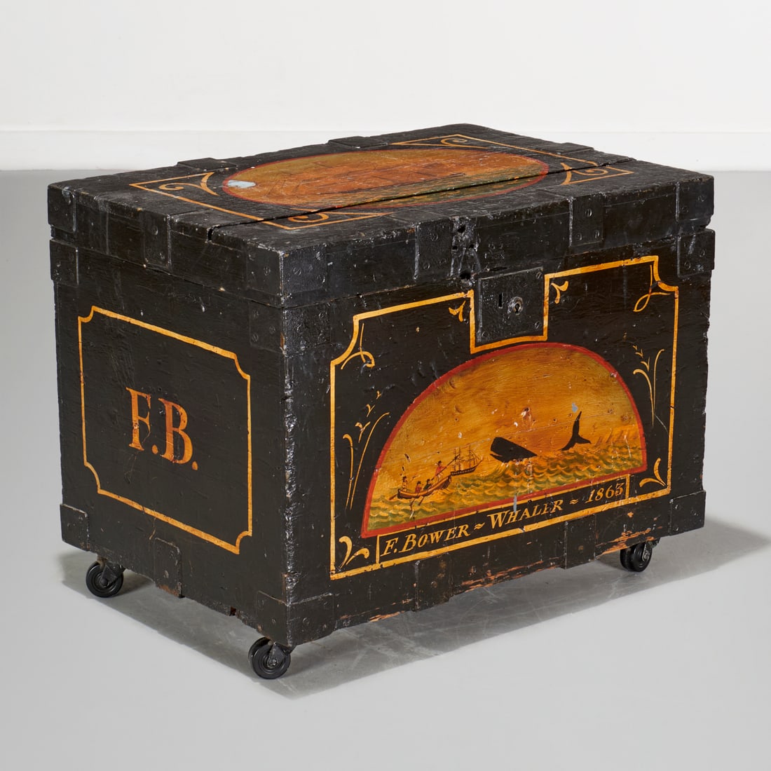Antique Whaler's painted chest, c. 1863 (1 of 8)