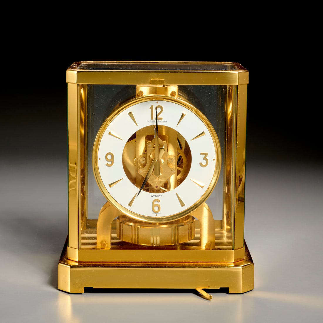 Jaeger LeCoultre Atmos clock: Jaeger LeCoultre Atmos clock, 20th c., Switzerland, marked on works, no. 449175, 9.25"h x 8.25"w x 6.25"d