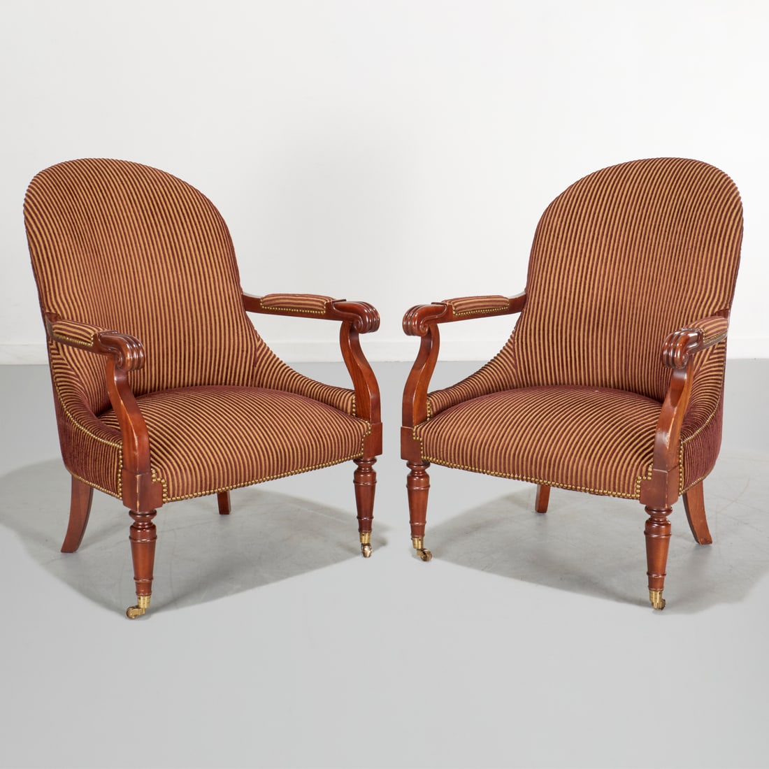 Ralph Lauren (style), pair upholstered armchairs (1 of 6)
