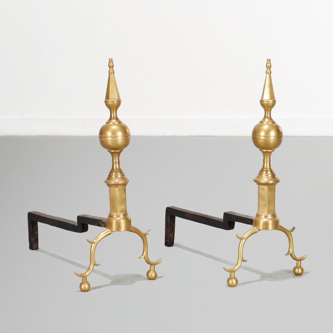 American Federal brass steeple top andirons (1 of 4)