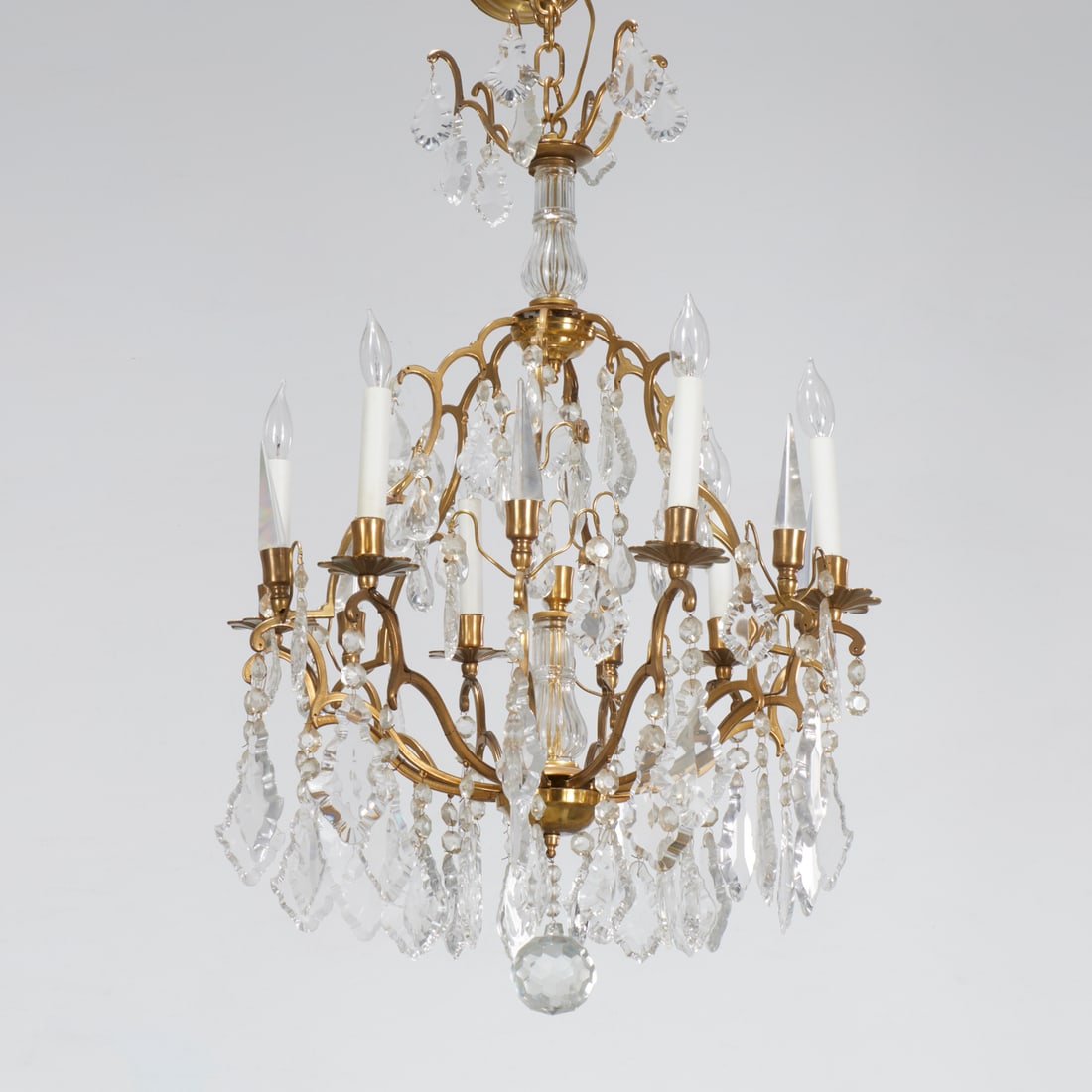 Louis XV style brass and crystal chandelier (1 of 7)