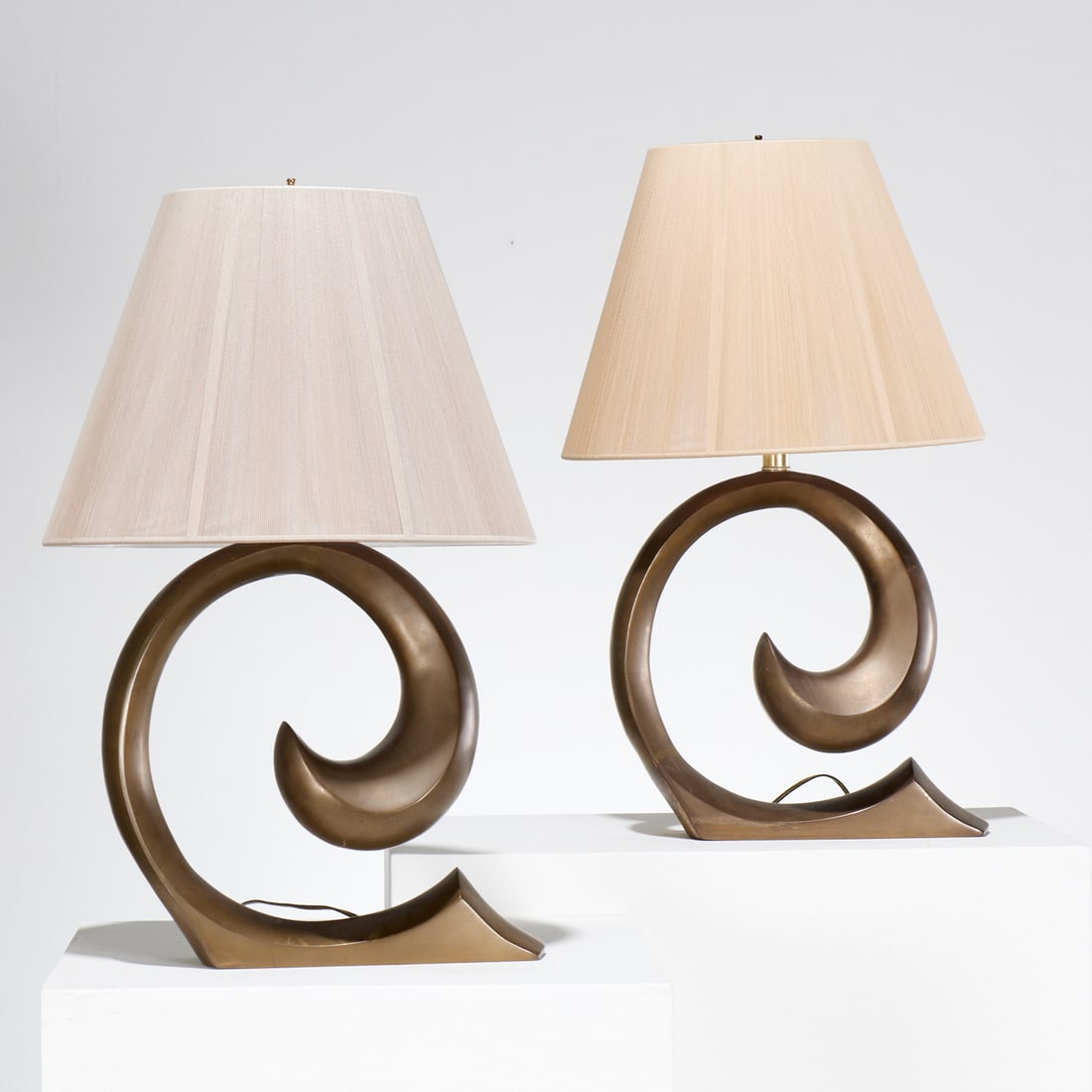 Erwin Lambeth, pair brass "Swoosh" lamps (1 of 5)