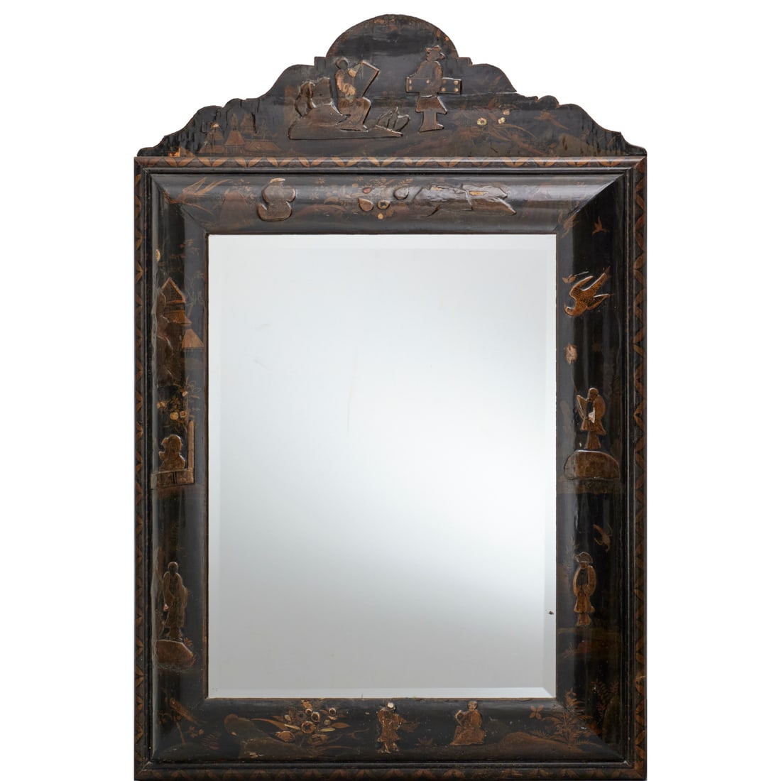 Continental Baroque black japanned mirror (1 of 6)