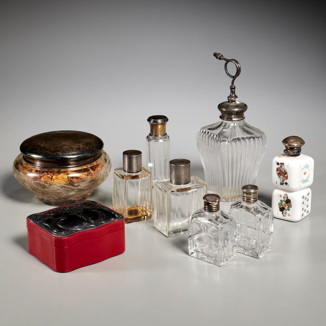 Silver mounted glass perfumes and accessories (1 of 7)