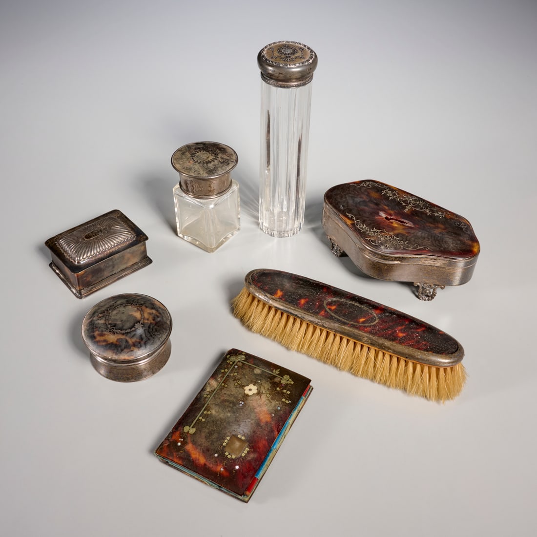 Victorian vanity group, incl. sterling silver (1 of 8)