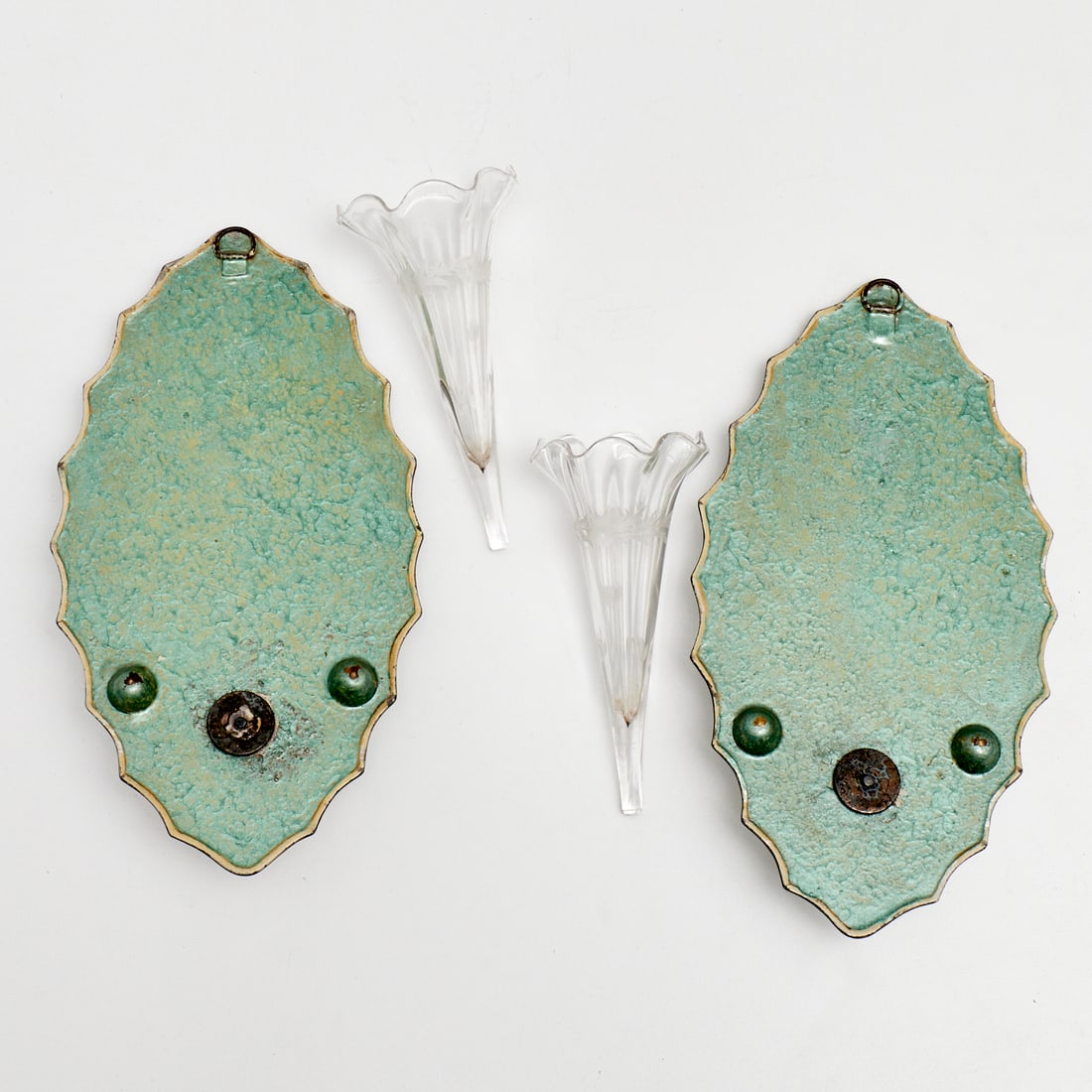 Pair Victorian mirror back wall pockets - 5