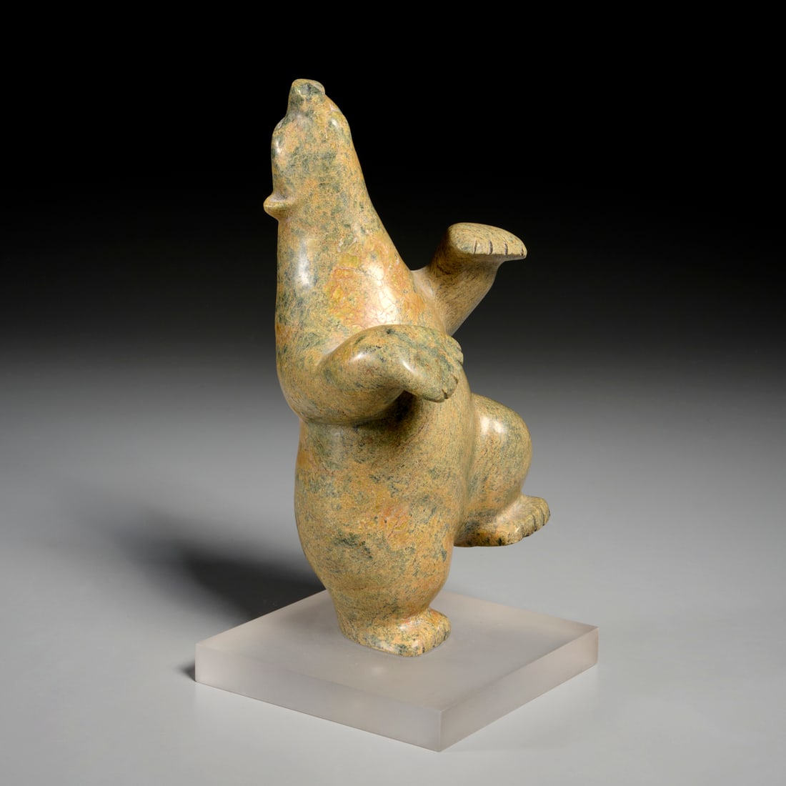 Inuit School, dancing polar bear, stone carving (1 of 5)