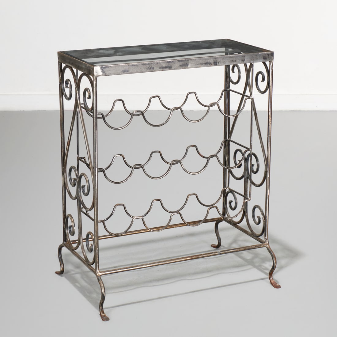 Wrought iron and glass wine rack / side table (1 of 4)