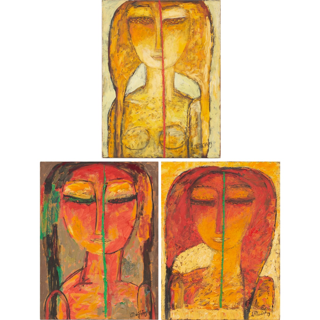 Munkhtsetseg Jalkhaajav, (3) acrylics on canvas (1 of 8)