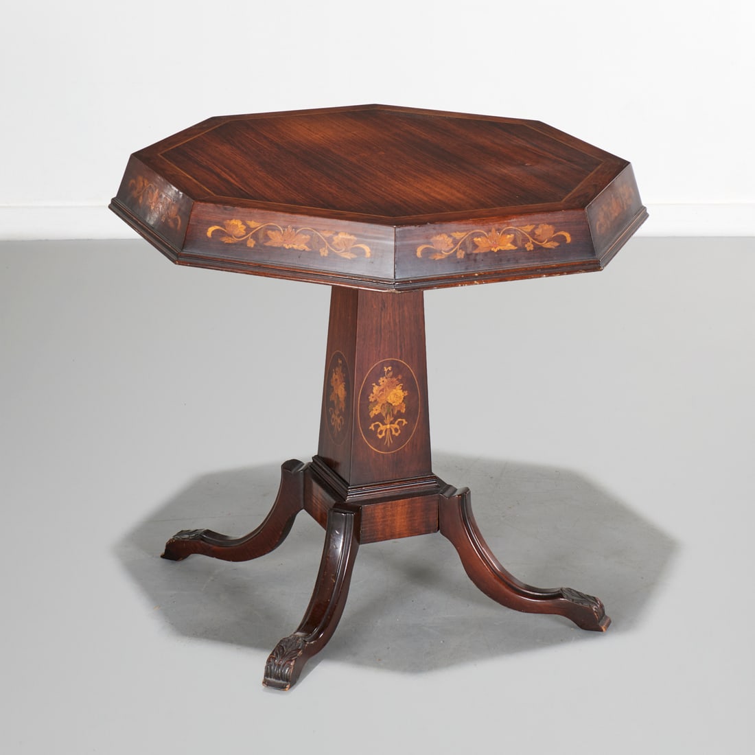 Continental marquetry inlaid rosewood table (1 of 4)