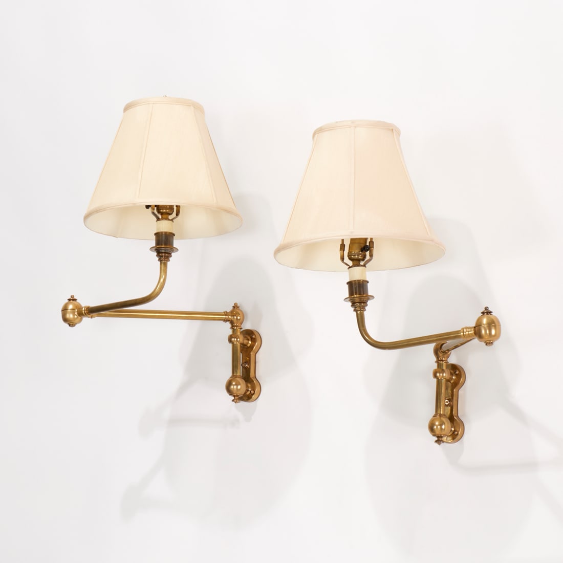 Ralph Lauren (style), pair brass swing arm sconces (1 of 8)