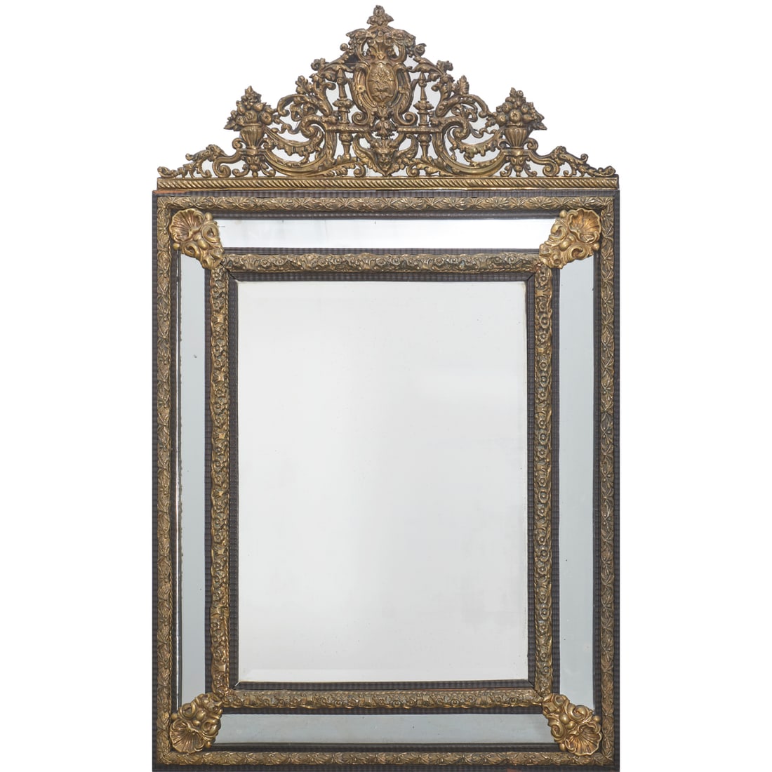 Large Dutch Baroque brass repousse mirror (1 of 7)