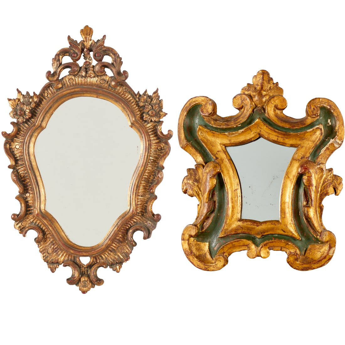 (2) Italian Rococo cartouche-form wall mirrors (1 of 7)