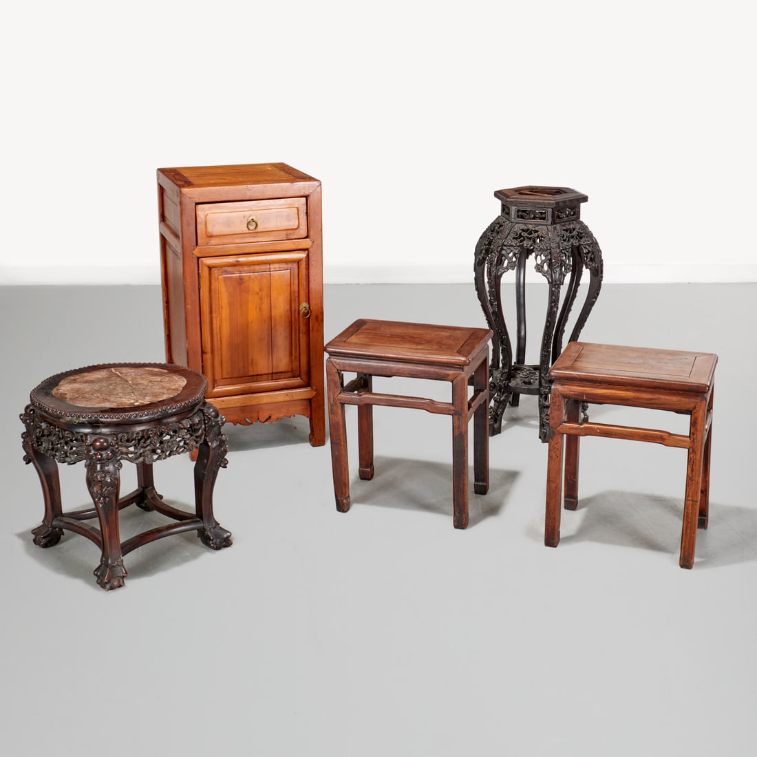 Group (5) Chinese hardwood stands (1 of 7)