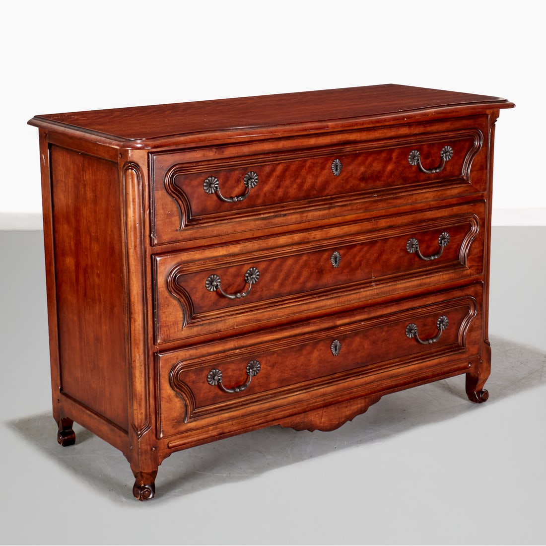 Ralph Lauren, "Marseilles" chest of drawers: Ralph Lauren, "Marseilles" chest of drawers, 21st c., three drawers, metal placard label to drawer interior, labels to backboard, 39.25"h x 54"w x 23"d