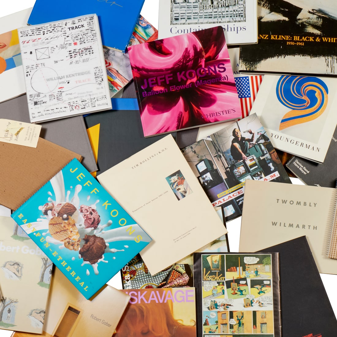 Box lot artists and gallery exhibition catalogues: Box lot artists and gallery exhibition catalogues, (30+) pieces, mostly Post-War and Contemporary artists, incl. Alessandro Twombly, Matta, Franz Kline, Tony Smith, Yinko Shonibare, Tom Wesselman,