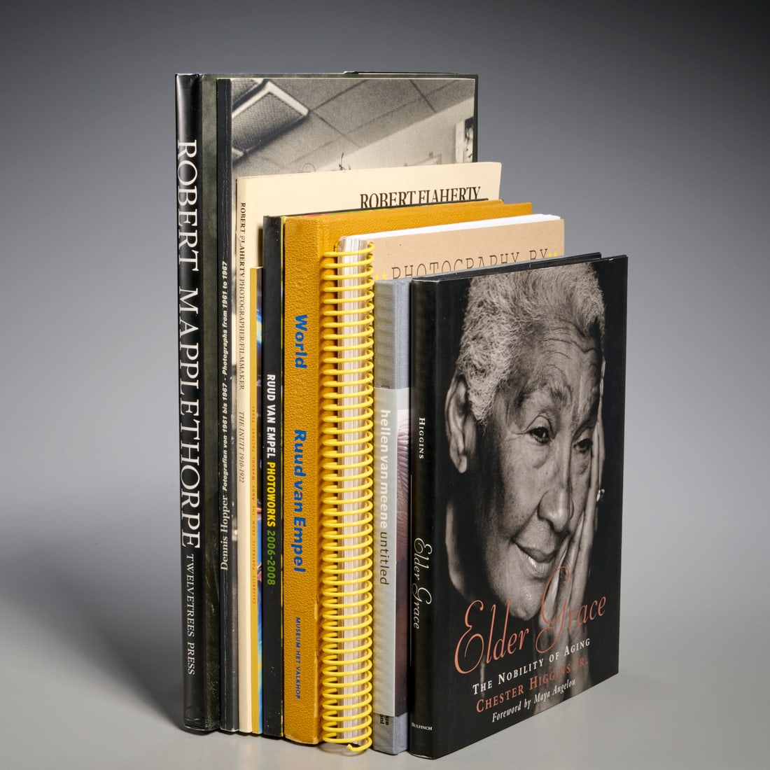 (9) Photography vols, incl. Mapplethorpe, 1 signed: (9) Photography vols, incl. Mapplethorpe, 1 signed, Incl. 1) Chester Higgins Jr., Elder Grace, inscribed and signed, Bulfinch, 2001; 2) Hellen Van Meene Untitled, Gabrius Edizioni, 2000; 3)