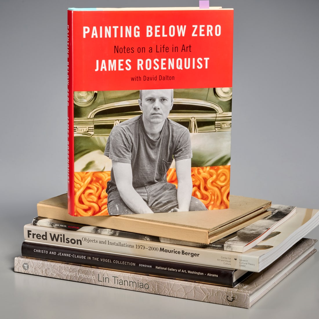 (6) Books & catalogues signed by artists: (6) Books & catalogues signed by artists, Each inscribed and signed, incl. 1) James Rosenquist. Painting Below Zero. Knopf, 2009; 2) Eric Fischl Sculpture, Gagosian, 1998; 3) Christo and
