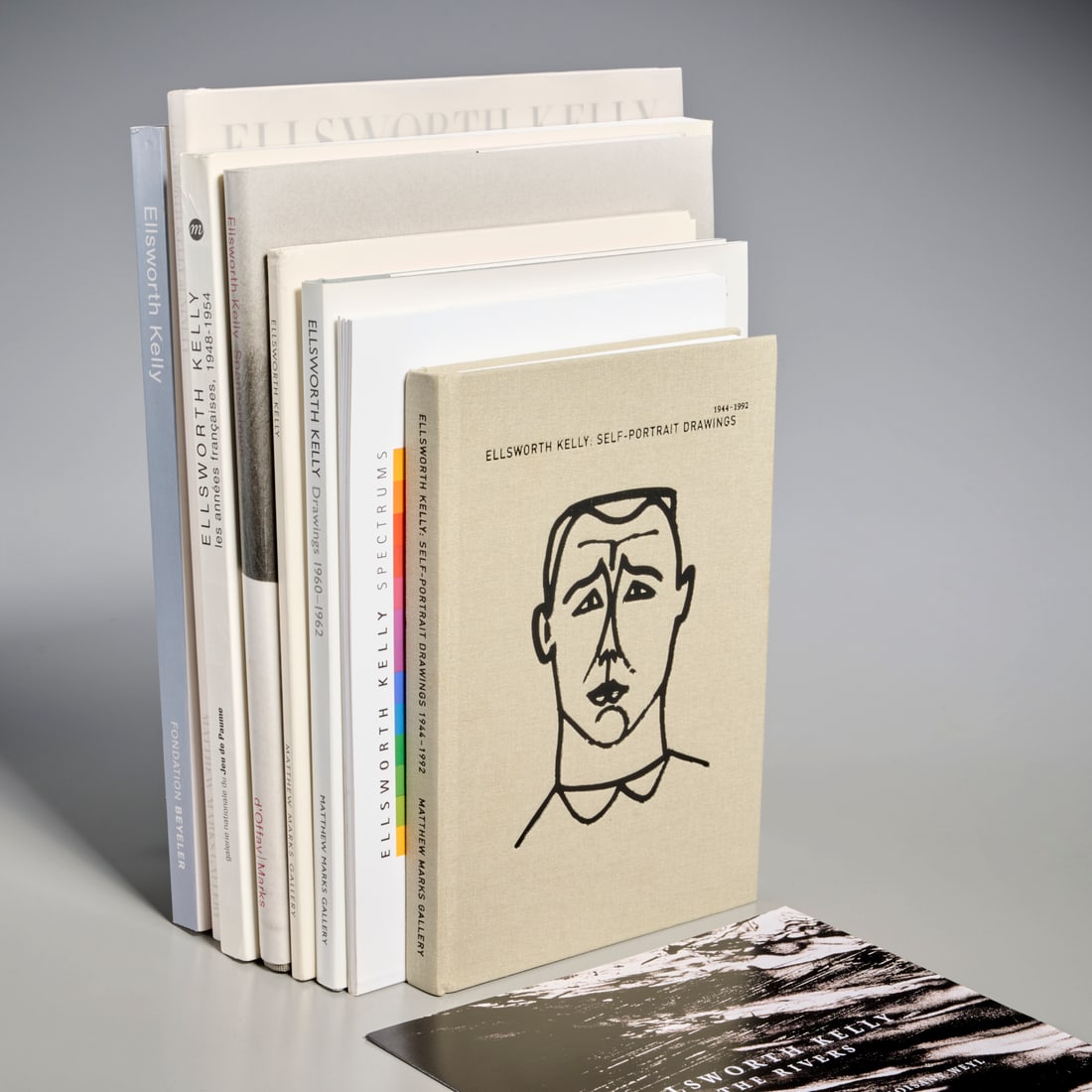 Ellsworth Kelly, (9) exhibition catalogues: Ellsworth Kelly, (9) exhibition catalogues, Incl. 1) Ellsworth Kelly at 90, Matthew Marks, 2013; 2) In-Between Spaces Works 1956-2002, Beyeler, 2002; 3) Les Annees Francaises 1948-1954, Jeu de Pomme,